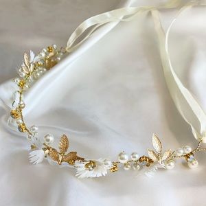 BRIDAL - BEGONIA Golden Flower Hair Vine